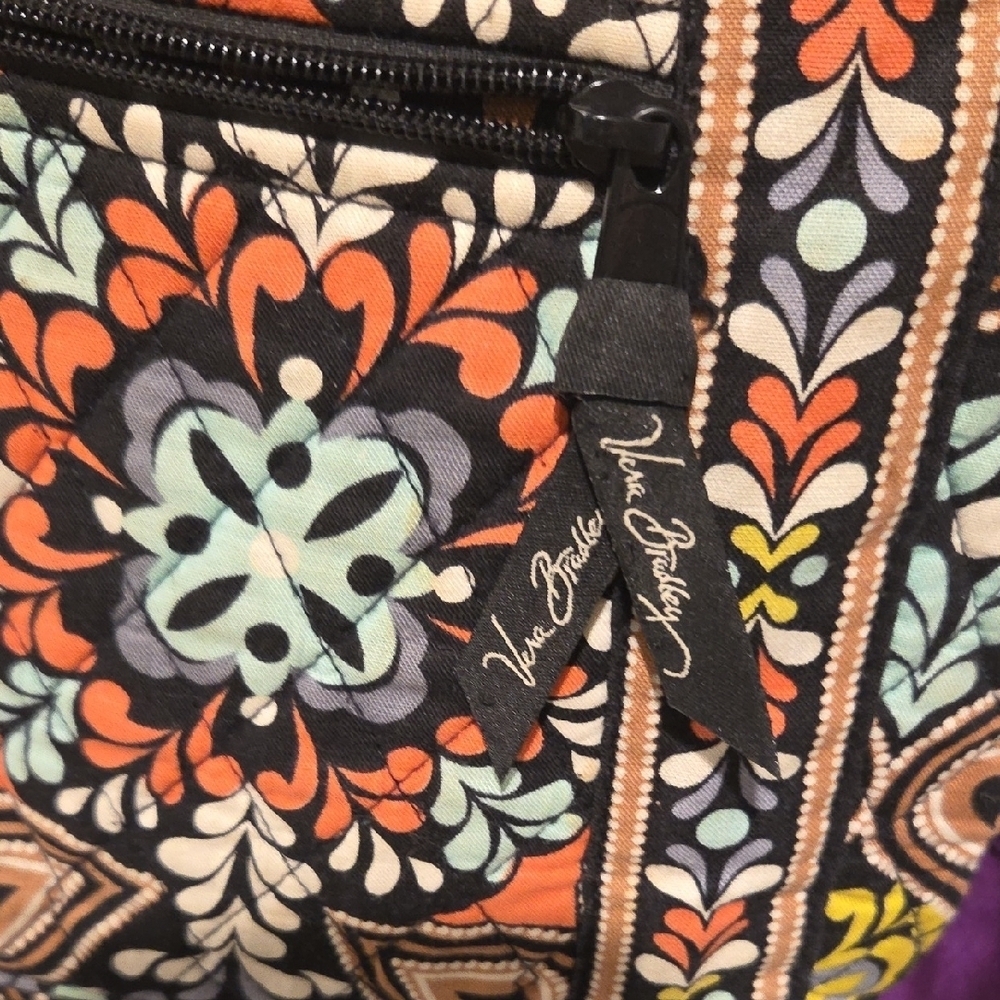 Vera Bradley Black and Orange Floral Crossbody Bag - Picture 3 of 6